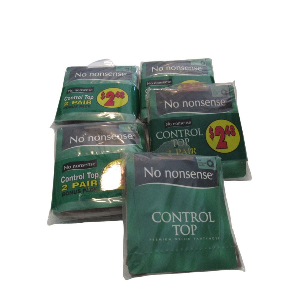 No Nonsense Control Top Pantyhose Bundle‎ 5pk Tan Off Black Queen Q2 Vintage New